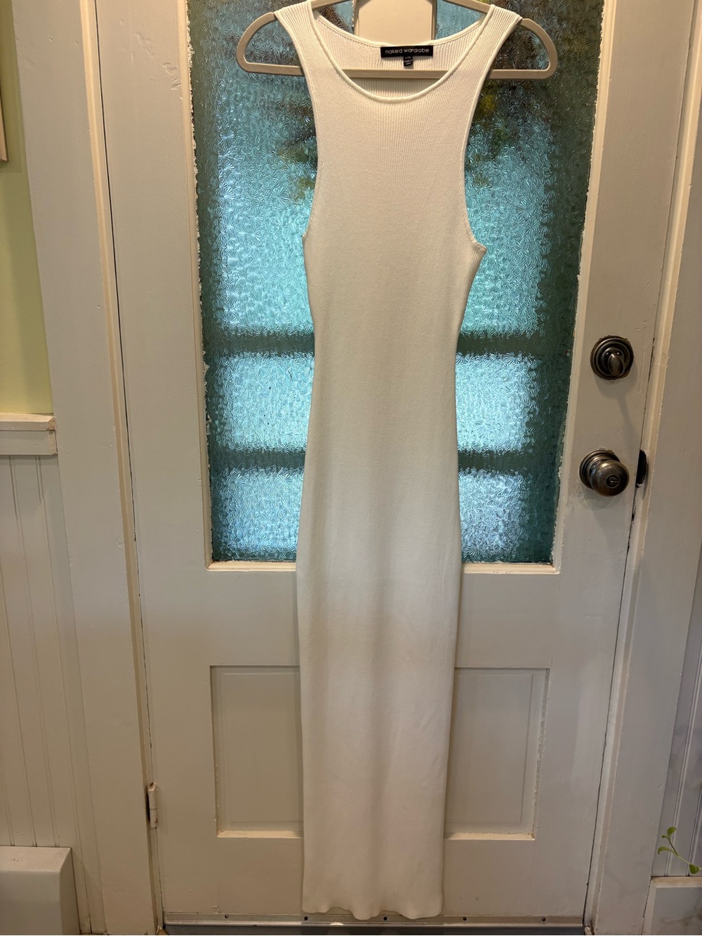 naked wardrobe L/Xl White Ribbed Tank Maxi Dress